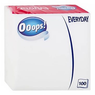   Szalvéta OOOPS! Everyday 1 rétegű 100 lapos 33x33 cm fehér