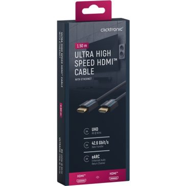   Clicktronic HDMI (apa) - HDMI (apa) kábel 1,5 m (v2.0, 8k 60Hz), kék