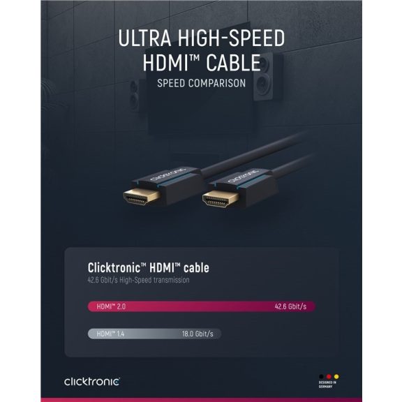 Clicktronic HDMI (apa) - HDMI (apa) kábel 1,5 m (v2.0, 8k 60Hz), kék Clicktronic HDMI (apa) - HDMI (apa) kábel 1,5 m (v2.0, 8k 60Hz), kék