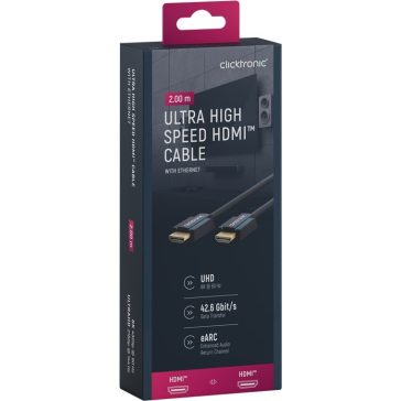   Clicktronic HDMI (apa) - HDMI (apa) kábel 2 m (v2.0, 8k 60Hz), kék