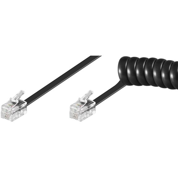 Goobay telefon kézibeszélő spirálkábel, 2 m, fekete Goobay telefon kézibeszélő spirálkábel, 2 m, fekete