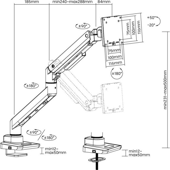 Goobay asztali monitor tartókar