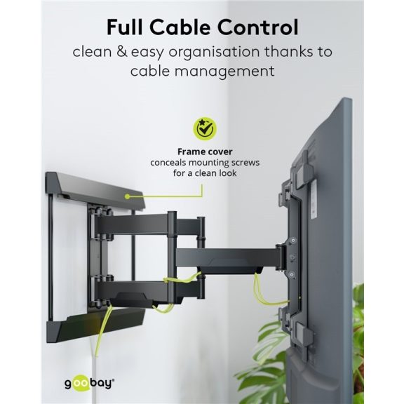 Goobay Pro Fullmotion forgatható-dönthető fali konzol (XL) 43"-90"-ig, fekete