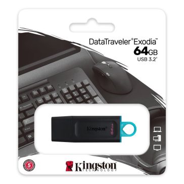 Pendrive 64GB Kingston DT Exodia USB 3.2 fekete-kékeszöld
