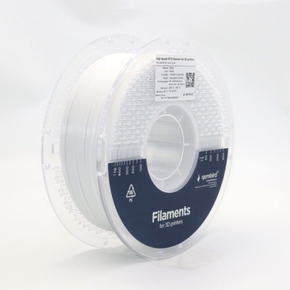 Gembird filament High Speed PETG white, 1,75 MM, 1 KG Gembird filament High Speed PETG white, 1,75 MM, 1 KG