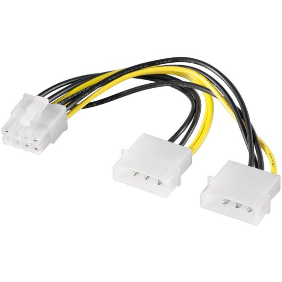 Goobay PCI-E tápkábel átalakító 4-pin - 8-pin, 15cm Goobay PCI-E tápkábel átalakító 4-pin - 8-pin, 15cm