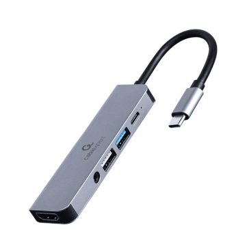   Gembird USB Type-C 5 az 1-ben többportos adapter (elosztó + HDMI + kábel + sztereó hang) (A-CM-COMBO5-02)