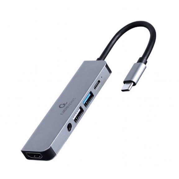 Gembird USB Type-C 5 az 1-ben többportos adapter (elosztó + HDMI + kábel + sztereó hang) (A-CM-COMBO5-02) Gembird USB Type-C 5 az 1-ben többportos adapter (elosztó + HDMI + kábel + sztereó hang) (A-CM-COMBO5-02)