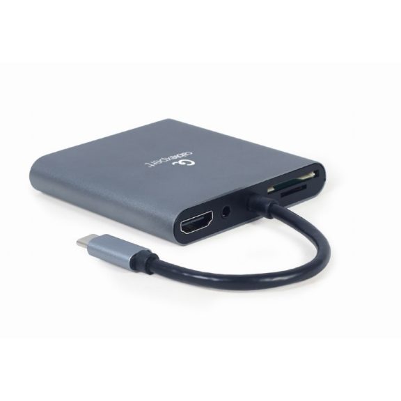 Gembird USB Type-C 6 az 1-ben többportos adapter (Hub3.1 + HDMI + VGA + PD + kártyaolvasó + sztereó hang), asztroszürke Gembird USB Type-C 6 az 1-ben többportos adapter (Hub3.1 + HDMI + VGA + PD + kártyaolvasó + sztereó hang), asztroszürke