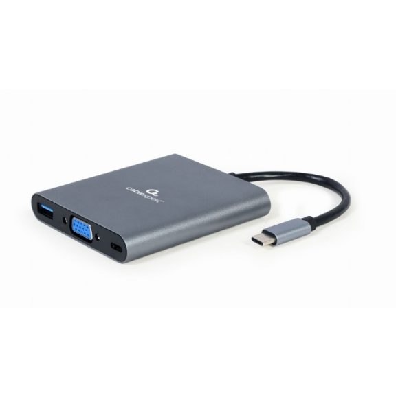 Gembird USB Type-C 6 az 1-ben többportos adapter (Hub3.1 + HDMI + VGA + PD + kártyaolvasó + sztereó hang), asztroszürke Gembird USB Type-C 6 az 1-ben többportos adapter (Hub3.1 + HDMI + VGA + PD + kártyaolvasó + sztereó hang), asztroszürke