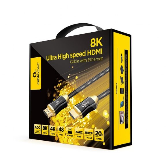 Gembird Aktív optikai (AOC) ultra nagy sebességű HDMI kábel Ethernettel "AOC Premium Series", 20 m (CCBP-HDMI8K-AOC-20M) Gembird Aktív optikai (AOC) ultra nagy sebességű HDMI kábel Ethernettel "AOC Premium Series", 20 m (CCBP-HDMI8K-AOC-20M)